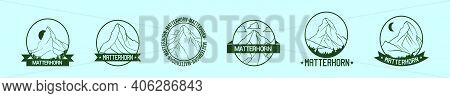 Set Of Matterhorn Cartoon Icon Design Template With Various Models. Modern Vector Illustration Isola