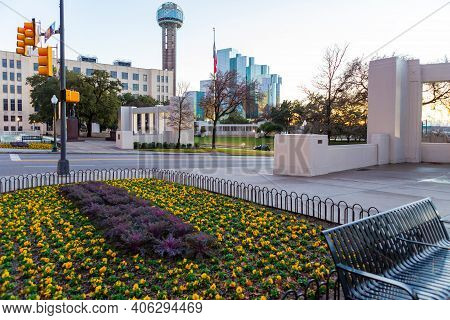 Dealey Plaza, City Park Centered Around Main Street In West End Dallas, Texas
