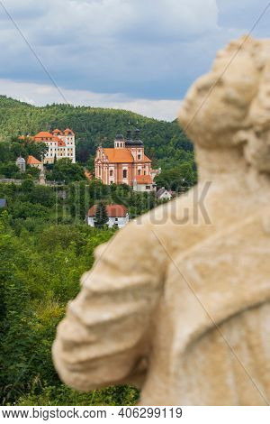Castle and church in Valec, Western Bohemia, Czech Republic
