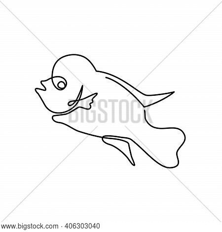 Fish Vector. Fish Continuous Line. Fish Illustration. Flowerhorn Fish. Fish Graphic Template.