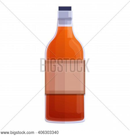Bourbon Whiskey Bottle Icon. Cartoon Of Bourbon Whiskey Bottle Vector Icon For Web Design Isolated O