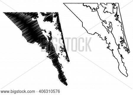 Currituck County, North Carolina State (u.s. County, United States Of America, Usa, U.s., Us) Map Ve