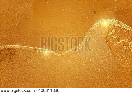 Orange And Fortuna Gold Marble Texture With Sparkles