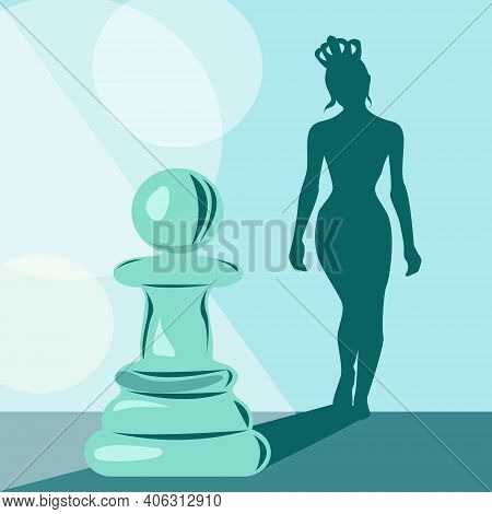 A Chess Pawn And A Girl's Shadow On The Wall