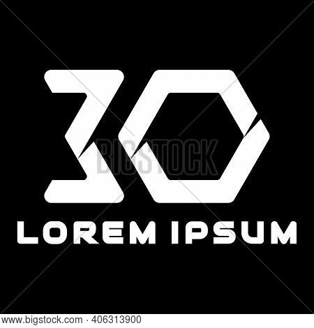 Initial Letter Number 30 Hexagon Logo Template In Flat Design Monogram Illustration