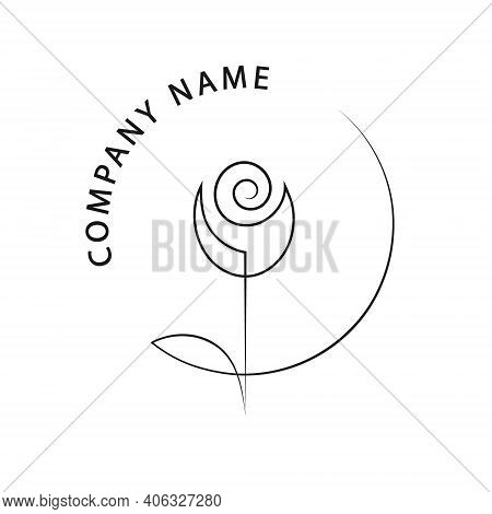 Vector Rose Logo For Flower Store Beauty Salon And Other Business. Design Template.