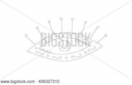 Vector Doodle Magic Eye. Black And White Mystic Illustration.