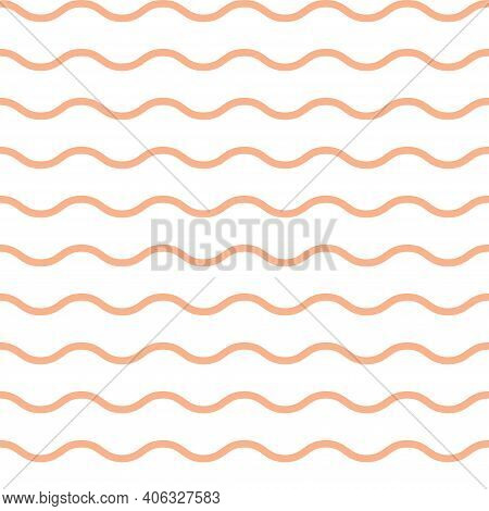 Seamless Repeat Vector Pattern With Wavy Lines On White Background. Curve Lines Background.