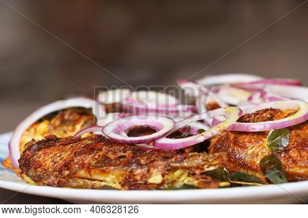Spicy Kerala Style Fish Fry. Selective Focus