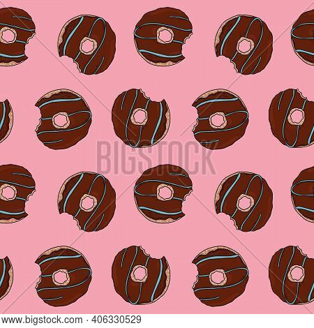 Chocolate Donuts Seamless Repeat Pattern. Sweets Pattern For Wrapping Paper Packaging And More On Pi