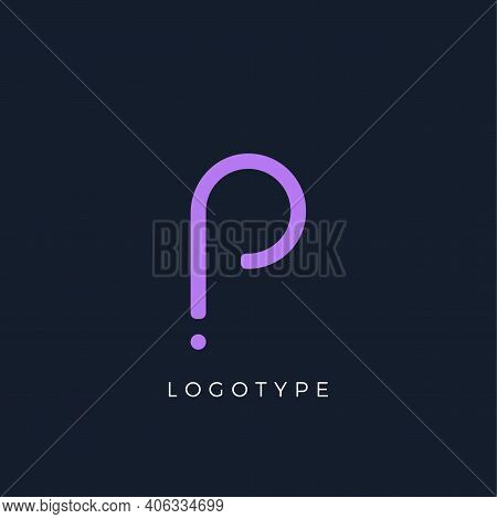 Minimalist Letter P With Dots, Awesome Monogram. Lowercase Letter For Modern And Creative Logo Conce