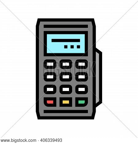 Modile Pos Terminal Gadget Color Icon Vector. Modile Pos Terminal Gadget Sign. Isolated Symbol Illus