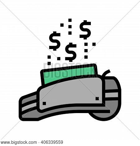 Electronic Money Transfer Pos Terminal Color Icon Vector. Electronic Money Transfer Pos Terminal Sig