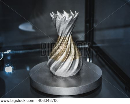 Object Printed On Metal 3d Printer Close-up