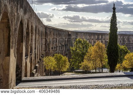 Amazing Aqueduct Located In The Heart Of Elvas, Alentejo, Portugal