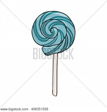 Vector Lollipop. Striped Blue Lollipop Stock Illustration