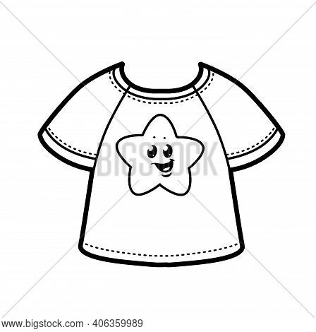 Star Print On T-shirt Outline For Coloring On A White Background