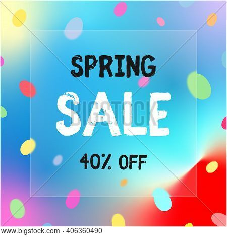 Spring Sale. Bright Discount Banner With Circles And Effect Glass Morphism.