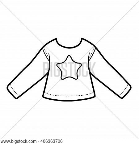 Star Print Long Sleeve Top Outline For Coloring On A White Background