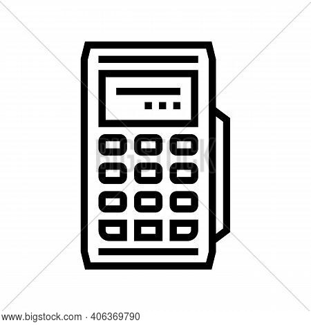 Modile Pos Terminal Gadget Line Icon Vector. Modile Pos Terminal Gadget Sign. Isolated Contour Symbo