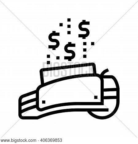 Electronic Money Transfer Pos Terminal Line Icon Vector. Electronic Money Transfer Pos Terminal Sign