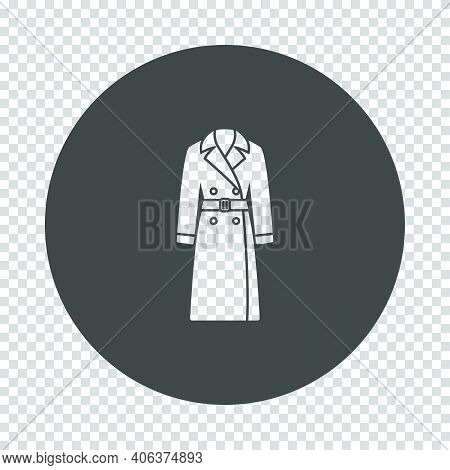 Business Woman Trench Icon. Subtract Stencil Design On Tranparency Grid. Vector Illustration.