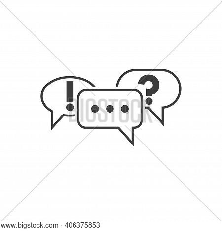 Communication Symbol. Speech Bubbles Icons With Ellipsis, Question Mark And Exclamation Mark. Pictog