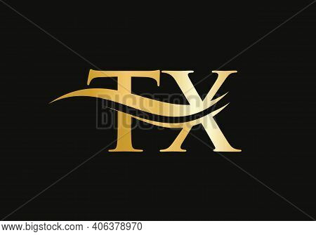 Initial Gold Letter Tx Logo Design. Tx Logo Design With Modern Trendy