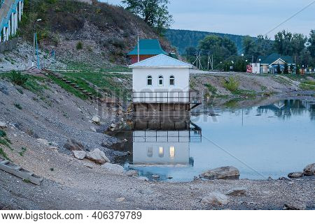 Krasnousolsk Resort. Usolka River. Mineral Springs And An Indoor Swimming Pool In The Evening.
