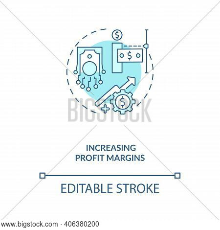 Increasing Profit Margins Concept Icon. Industry 4.0 Goal Idea Thin Line Illustration. Revenue Growt