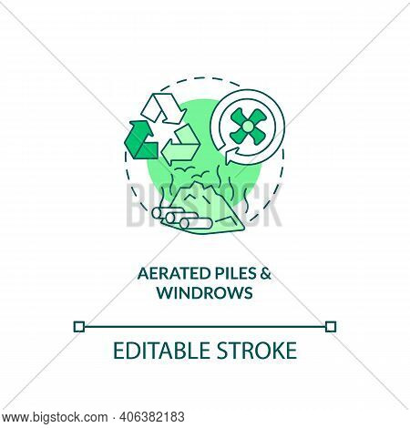 Aerated Piles And Windrows Concept Icon. On-farm Composting Idea Thin Line Illustration. Forming Org