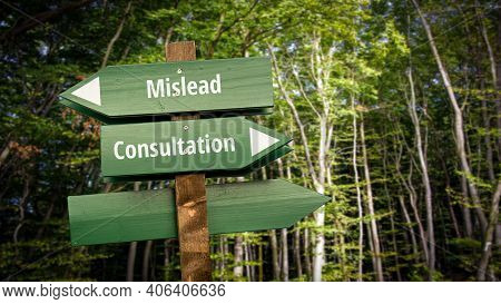Street Sign The Direction Way To Consultation Versus Mislead