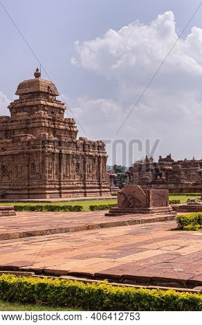 Bagalakote, Karnataka, India - November 7, 2013: Pattadakal Temple Complex. Brown Stone Sangameshwar