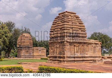 Bagalakote, Karnataka, India - November 7, 2013: Pattadakal Temple Complex. Brown Stone Jambulingesh