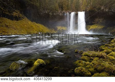Koosah Falls On Mackenzie River In The Cascades In Oregon
