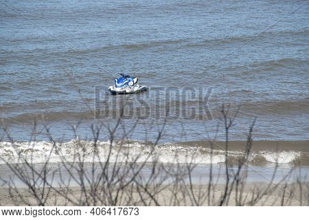 Jet Ski At Middle Of Sea, Canelones, Uruguay
