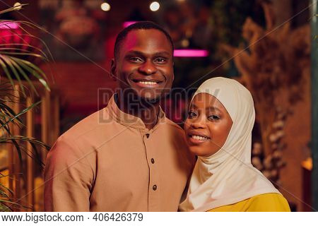 National Wedding. Bride And Groom. Wedding Muslim Couple During The Marriage Ceremony. Muslim Marria