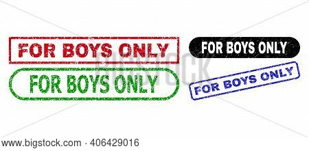 For Boys Only Grunge Stamps. Flat Vector Grunge Seals With For Boys Only Tag Inside Different Rectan