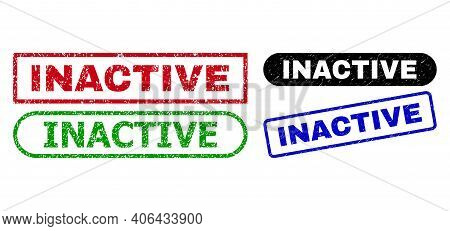 Inactive Grunge Stamps. Flat Vector Grunge Stamps With Inactive Caption Inside Different Rectangle A