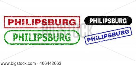 Philipsburg Grunge Watermarks. Flat Vector Grunge Watermarks With Philipsburg Title Inside Different
