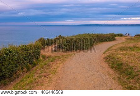 Sunset At Pointe Du Roselier In Plerin, Brittany, France