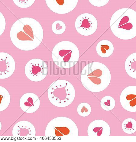 Doodle Heart Shape Dot Pattern Seamless Vector Repeat Background. Girly Allover Design With Hand Dra