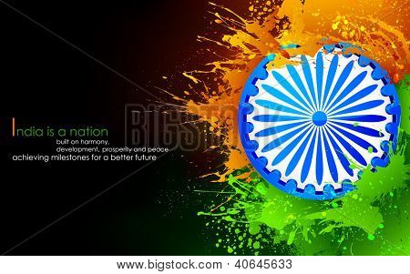 illustrazione di Ashok Chakra indiano sfondo grungy tricolore