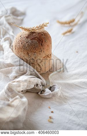 Dinkelbrot In German That Means Spelt. Loaf Of Wholemeal Dinkel Rye Bread. Dinkel Or Spelt Is Health