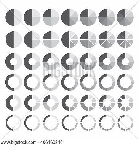Pie Chart Circles, Great Design For Any Purposes. Flat Infographic Set. Vector Illustration. Stock I