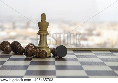 Black And White King Chess Piece . Chess Game Figurine. Chess Pieces. Board Games. Strategy Games. C