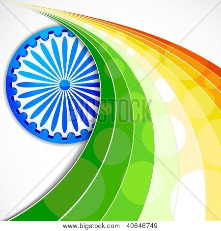 illustrazione dell'onda del tricolore bandiera indiana con Ashok Chakra