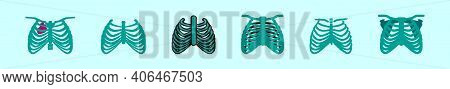 Set Of Ribcage Cartoon Icon Design Template With Various Models. Modern Vector Illustration Isolated