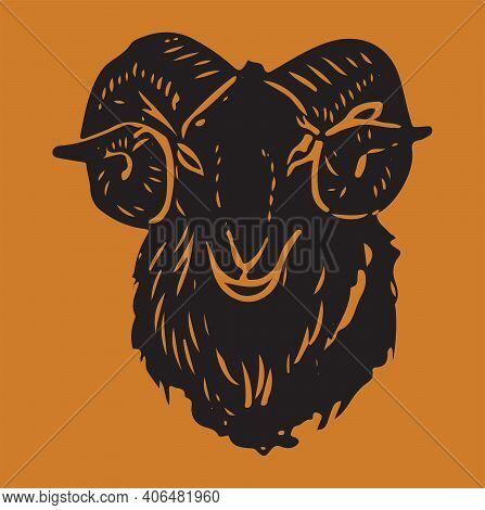 Sketch Of Indian Big Horn Sheep Or Goat Outline Editable Illustration