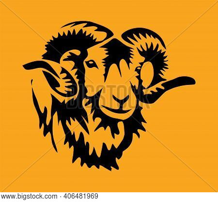 Sketch Of Indian Big Horn Sheep Or Goat Outline Editable Illustration